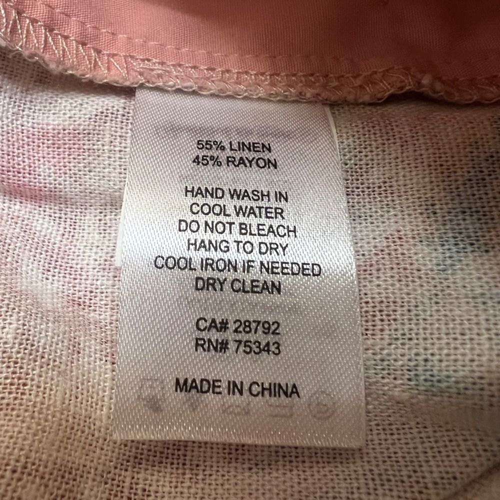 Sigrid Olsen Pink Paisley Floral Patchwork Linen Blend Wide Leg Pants Size 8 - Picture 9 of 9